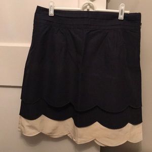 Scallop skirt, navy/cream, size 10